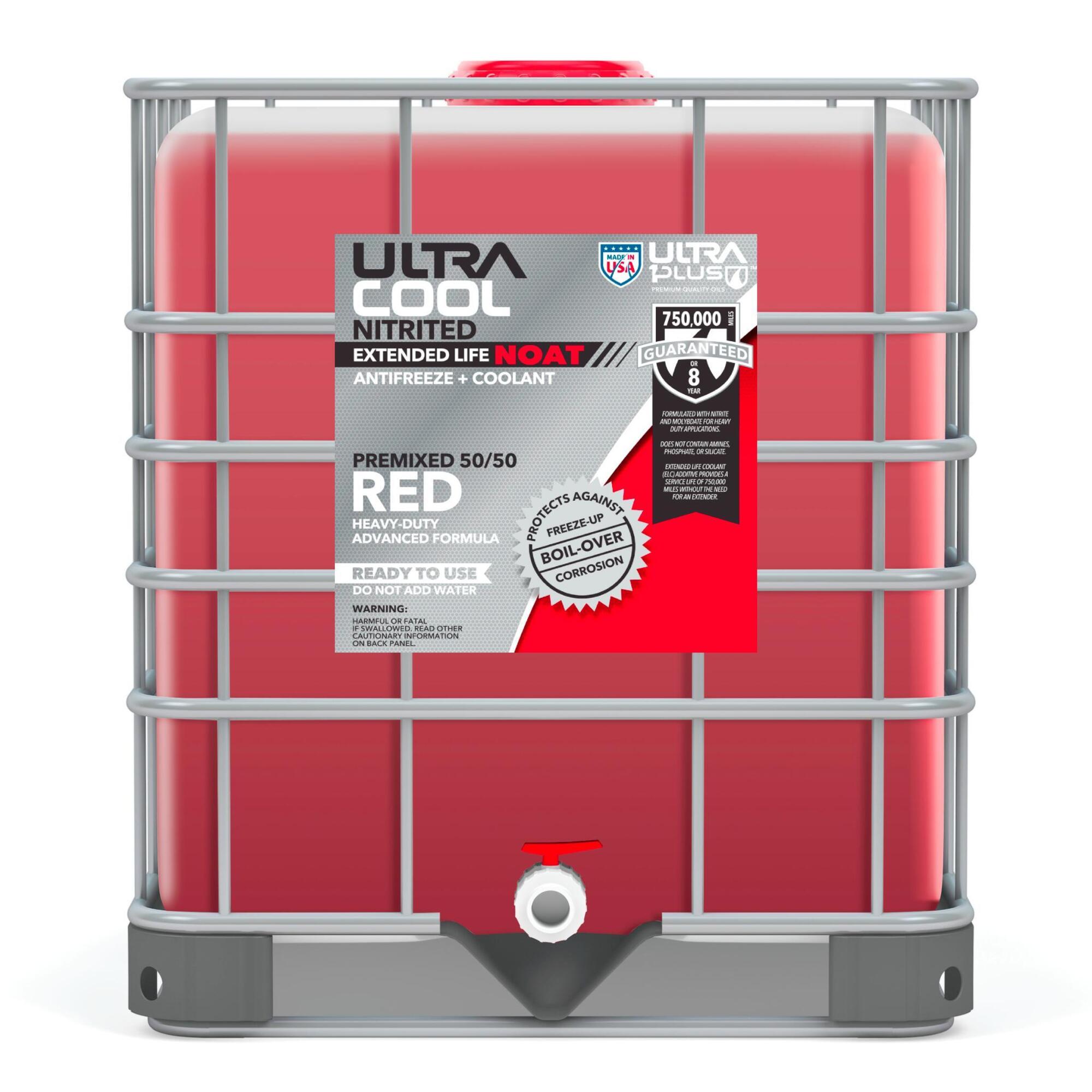 Ultra1Plus UltraCool NOAT Extended Life Antifreeze + Coolant - 265 Gal., 50/50 Premix, Heavy-Duty, Red, Model# UL964